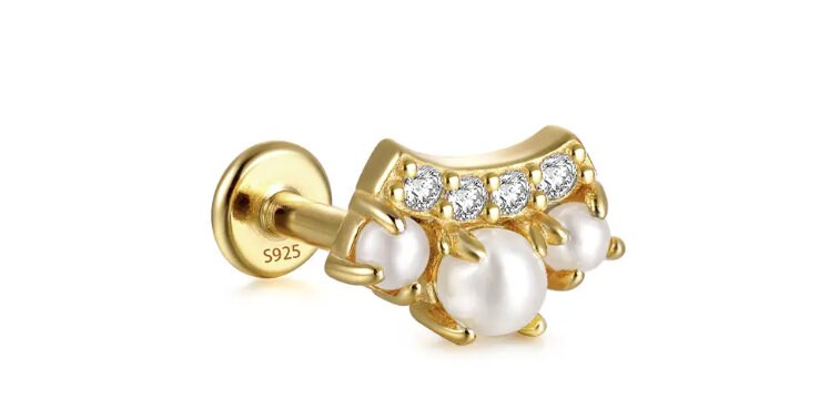 Shakira Stackable Sterling Silver Gold Plated Stud Earring