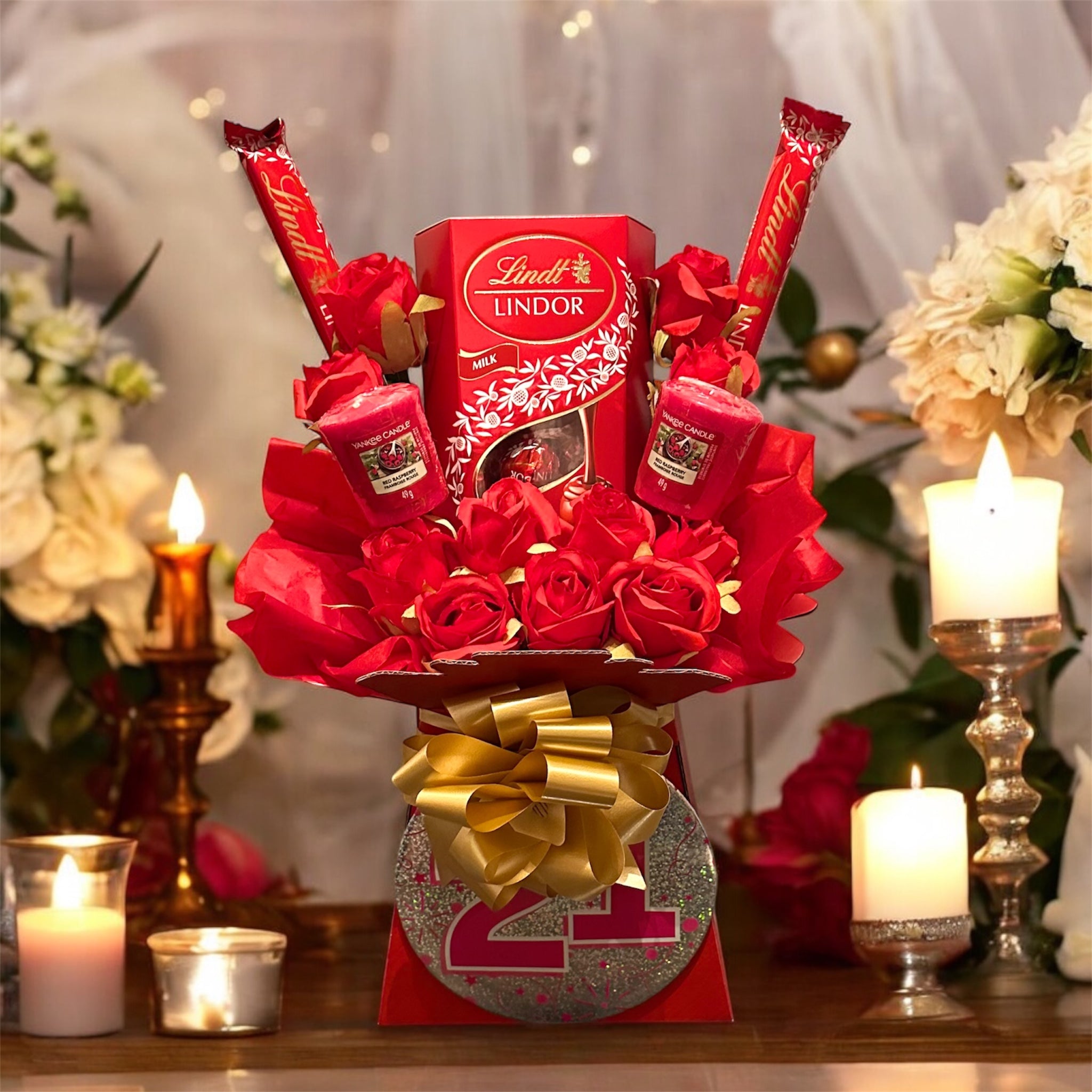 Lindor Candle & Flower Bouquet