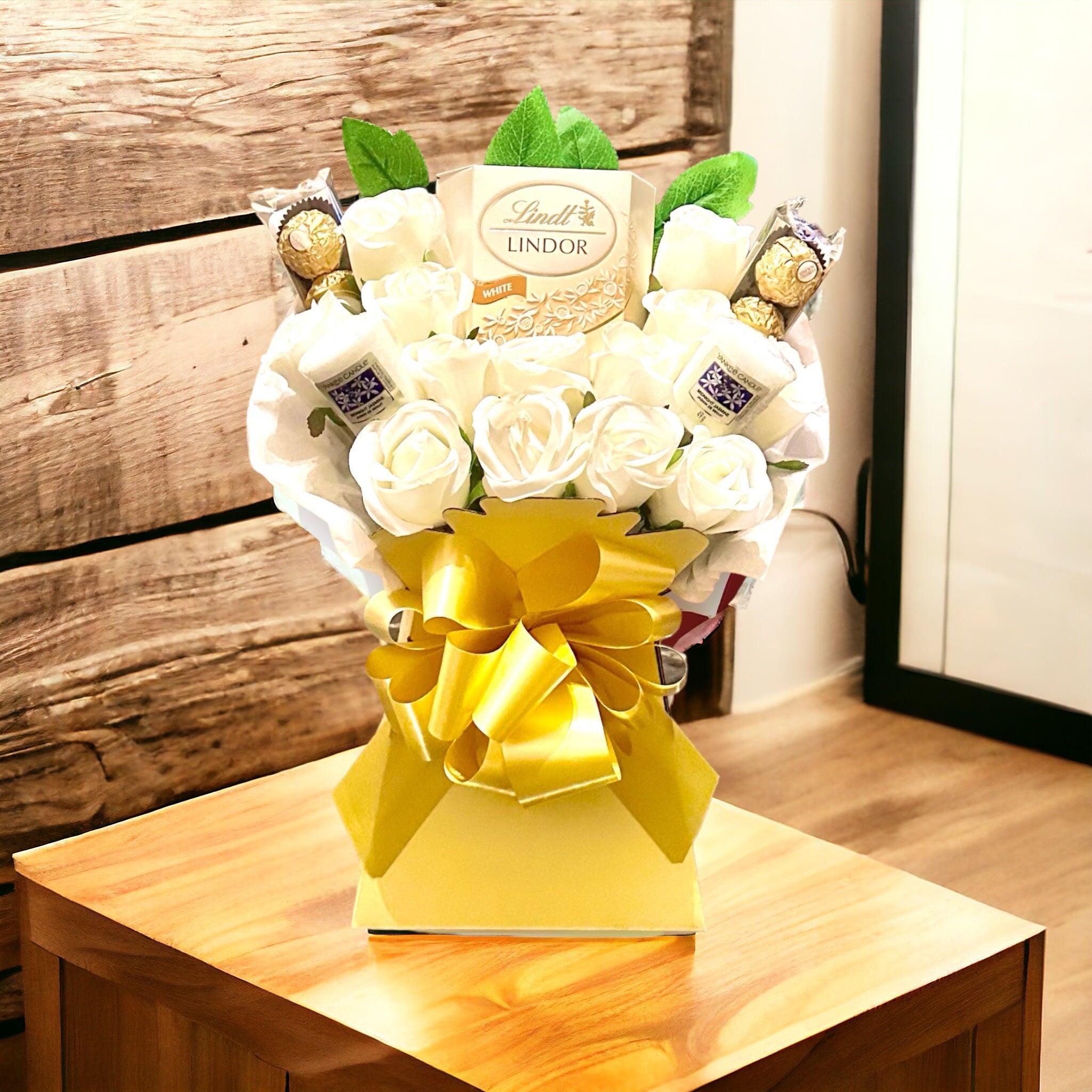 Lindor White Chocolate & Candle Bouquet