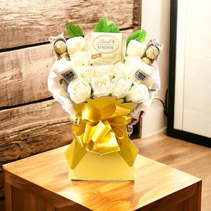 Lindor White Chocolate & Candle Bouquet