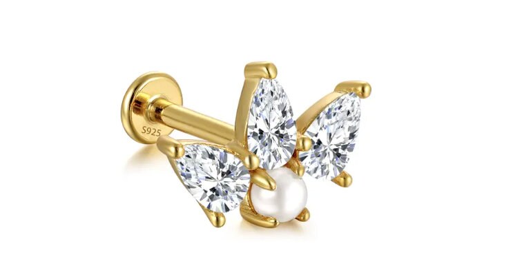Haya Stackable Sterling Silver Gold Plated Stud Earring