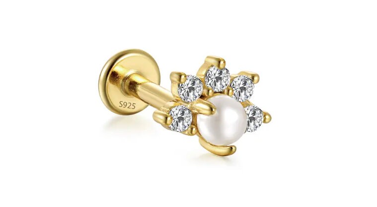 Reem Stackable Sterling Silver Gold Plated Stud Earring